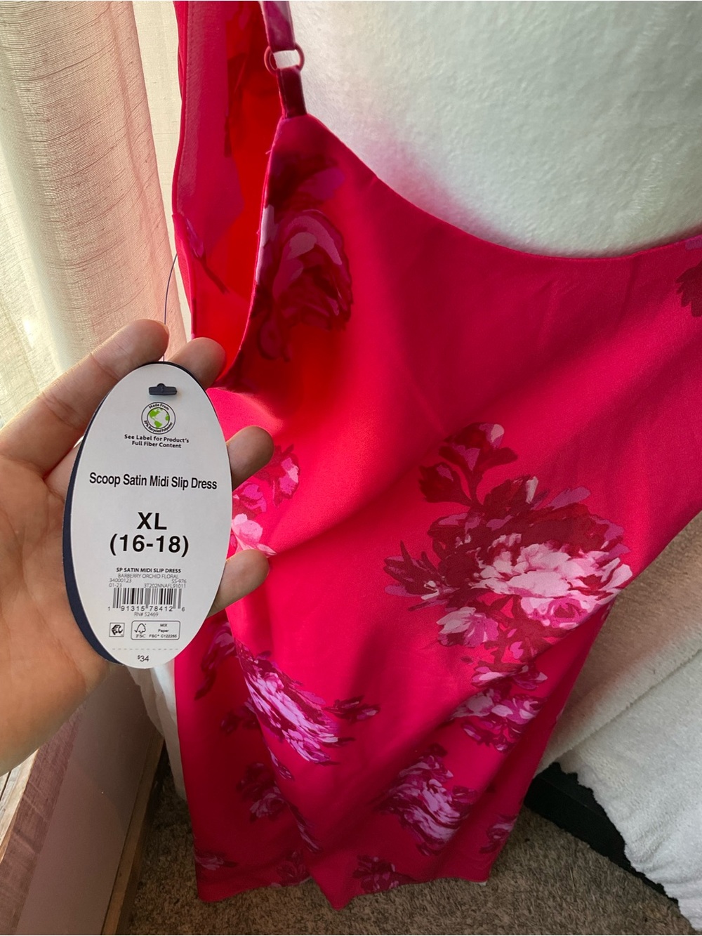 Sleeveless Floral Maxi Slip Dress in Bright Pink - Picture 6 of 6